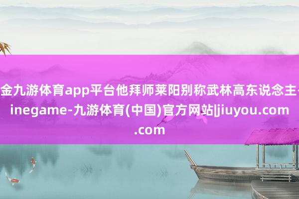 现金九游体育app平台他拜师莱阳别称武林高东说念主-Ninegame-九游体育(中国)官方网站|jiuyou.com